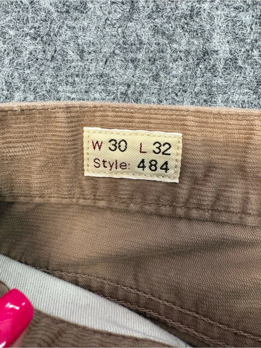 J.Crew 484 Slim Fit Corduroy Pants Men's 30x32 Brown Tan 5-Pocket Cords